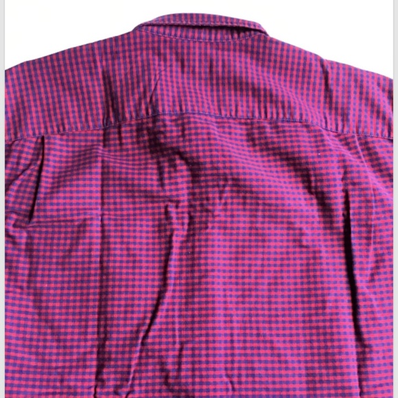 GAP  Red burgundy  & navy motifs 100 % cotton button front shirt Sz L - Picture 3 of 7